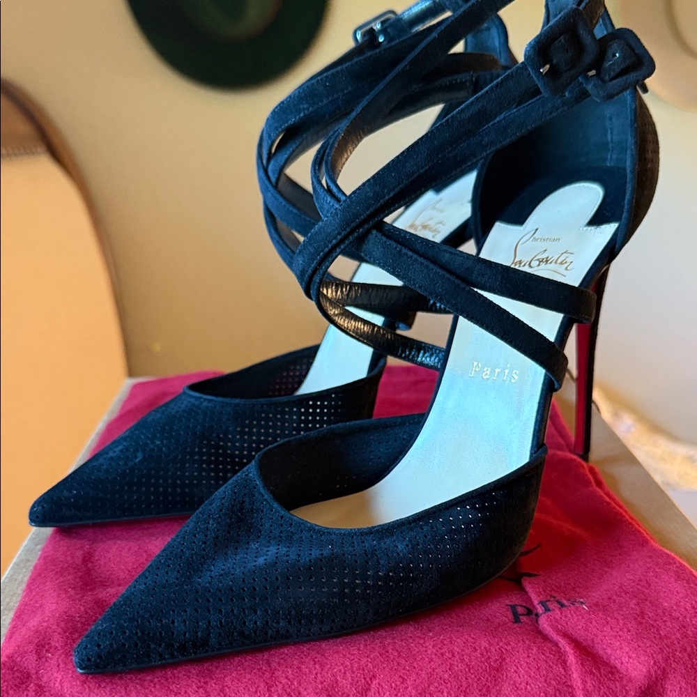 Christian Louboutin Victorilla 100 Black Strappy Heels